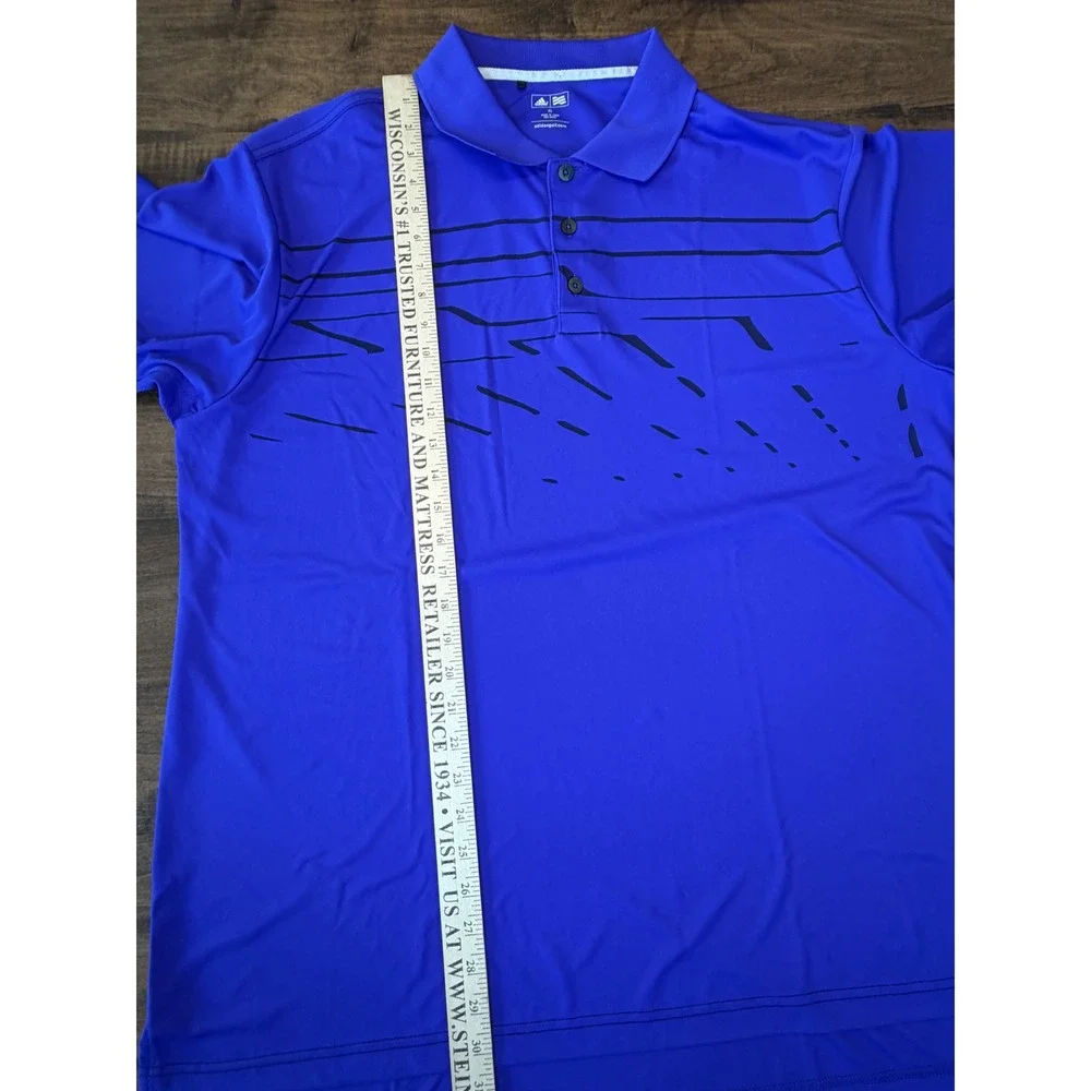 Adidas Golf Mens XL Royal Blue Graphic Stripe Performance Polo Shirt